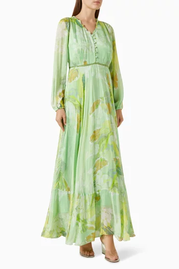 V-neck Maxi Dress in Chiffon
