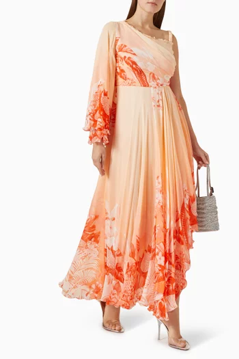 One-shoulder Maxi Dress in Georgette