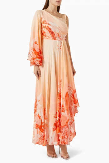 One-shoulder Maxi Dress in Georgette