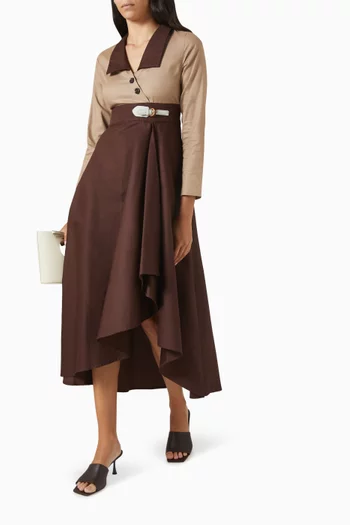 Freja Buttoned Midi Dress in Cotton-poplin