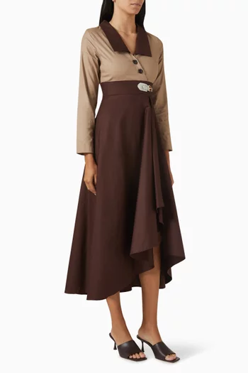 Freja Buttoned Midi Dress in Cotton-poplin
