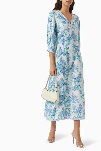 Etta Floral-print Midi Dress in Viscose-crepe