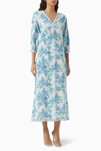 Etta Floral-print Midi Dress in Viscose-crepe