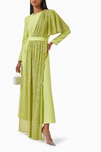 فستان هيزل طويل مطرز بالترتر