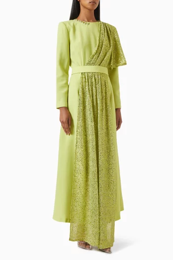 فستان هيزل طويل مطرز بالترتر