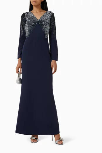 Sequin-embellished Dress in Crepe
