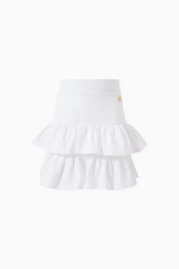 Logo Ruffle Skirt in Cotton