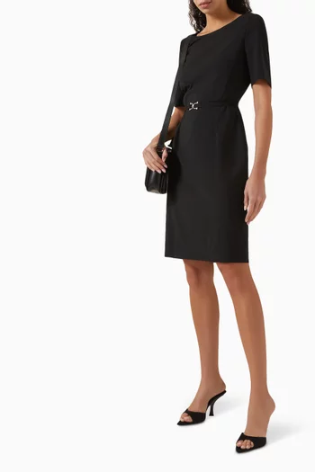 Daleah Belted Midi Dress in Wool