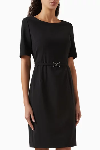 Daleah Belted Midi Dress in Wool