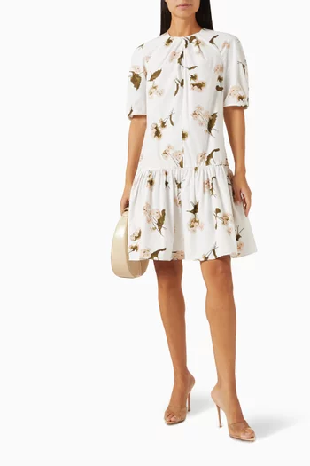 Short-sleeve Mini Dress in Cotton Poplin