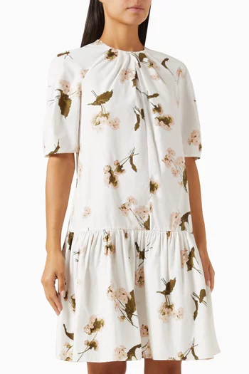 Short-sleeve Mini Dress in Cotton Poplin