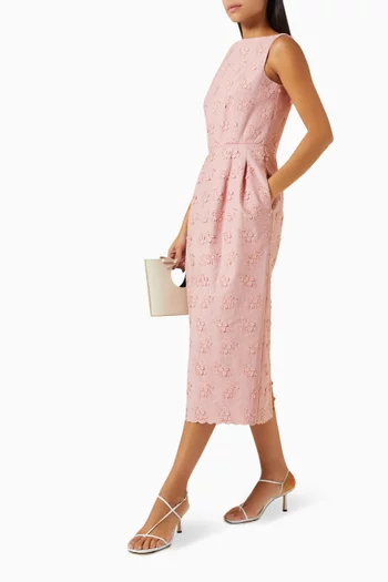 Sleeveless Pencil Midi Dress in Cotton Canvas