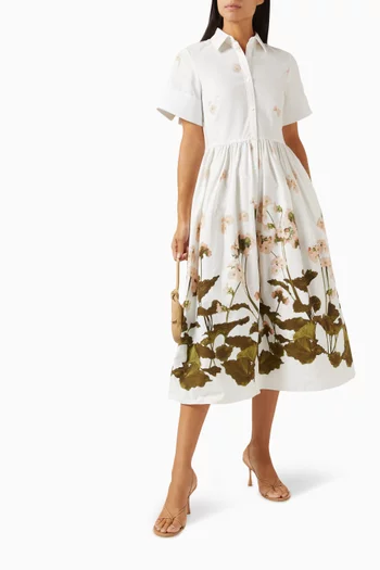 Short-sleeve Midi Shirt Dress in Cotton