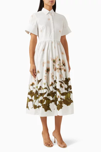 Short-sleeve Midi Shirt Dress in Cotton
