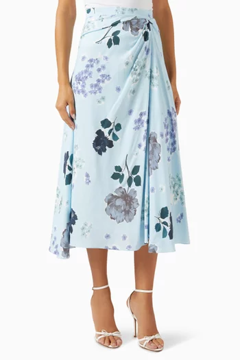 Drape Midi Skirt in Viscose Crepe