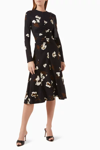 Draped Midi Dress  in Viscose Blend