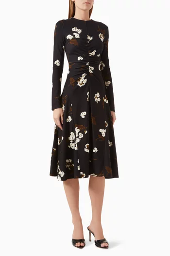 Draped Midi Dress  in Viscose Blend
