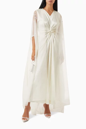 Twist-front Cape Maxi Dress