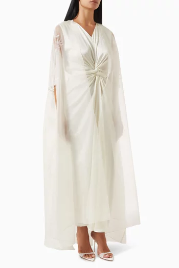 Twist-front Cape Maxi Dress
