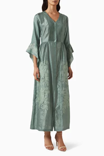 Embroidered Dress in Linen-blend