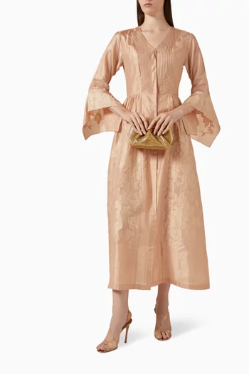 Embroidered Dress in Linen-blend