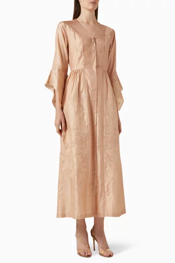 Embroidered Dress in Linen-blend