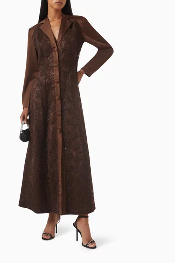 Ula Embellished Maxi Dress in Crepe & Lace