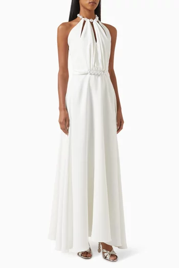 Alba Halterneck Maxi Dress in Crepe