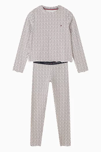 طقم بيجاما تي شيرت ولغينغز قطن