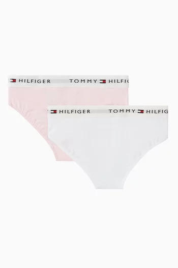 طقم سروال تحتي بحزام خصر بشعار الماركة قطن، قطعتان