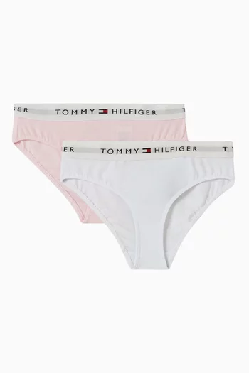 طقم سروال تحتي بحزام خصر بشعار الماركة قطن، قطعتان