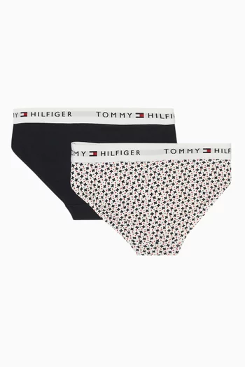 طقم بوكسر بحزام خصر بشعار الماركة قطن، 2 قطع