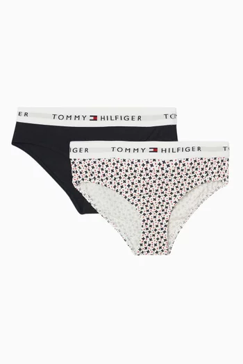 طقم بوكسر بحزام خصر بشعار الماركة قطن، 2 قطع