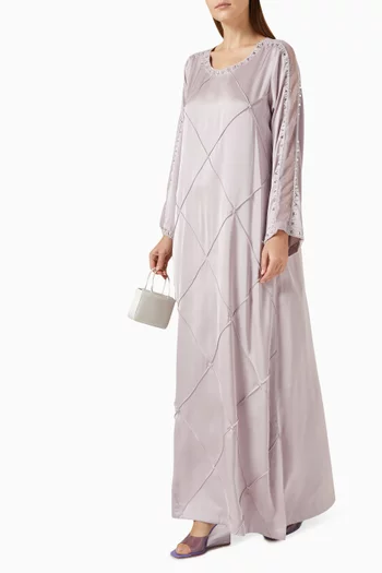 قفطان مطرز بالخرز كريب