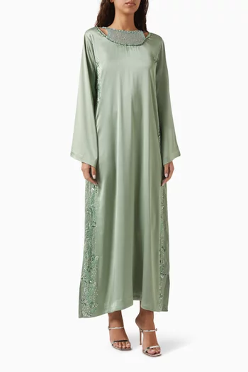 قفطان مطرز بالترتر كريب