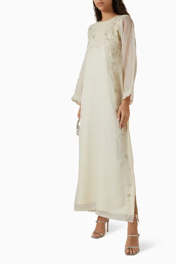 قفطان مطرز بالخرز قماش شبكي وكريب