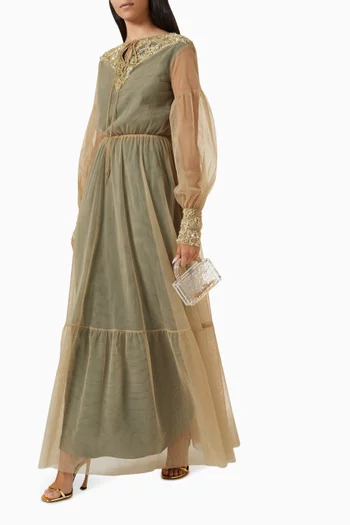 Sequin-embellished Maxi Dress in Tulle