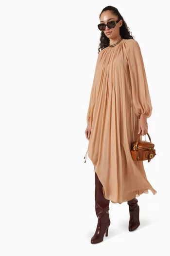 Tie-neck Maxi Dress in Silk Chiffon