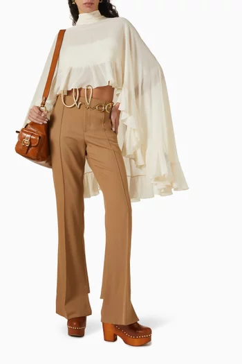 Ruffled Crop Top in Silk