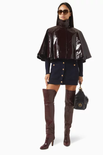 Short Cape in Lacquered Cotton