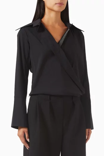 Crystal-embellished Blouse in Cotton