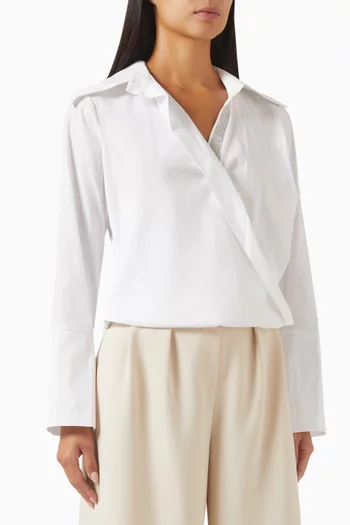 Crystal-embellished Blouse in Cotton