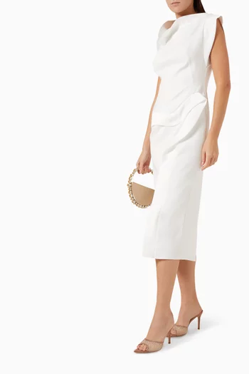 Asymmetrical-drape Midi Dress