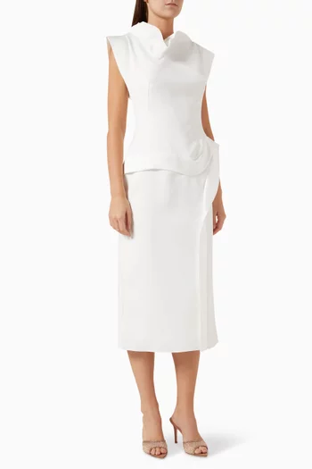 Asymmetrical-drape Midi Dress
