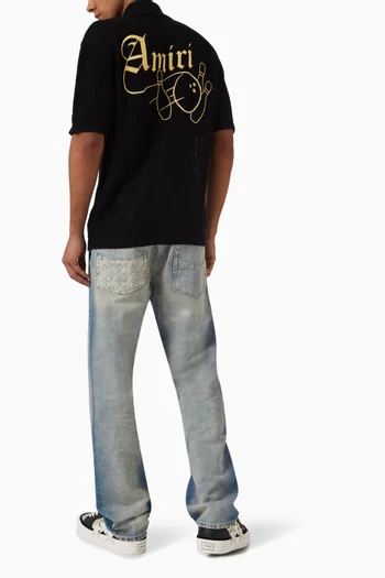 Bowling Polo Shirt in Crochet Knit