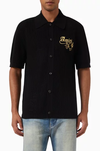 Bowling Polo Shirt in Crochet Knit
