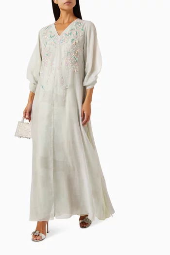 Embroidered Jalabiya in Linen