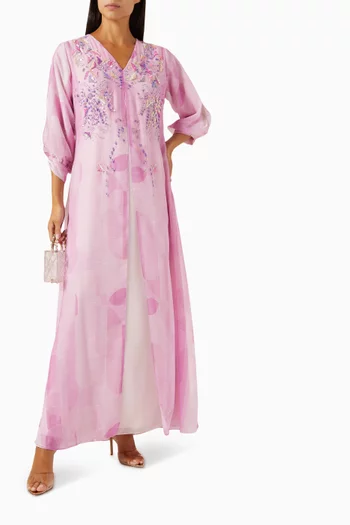 Embroidered Jalabiya in Linen