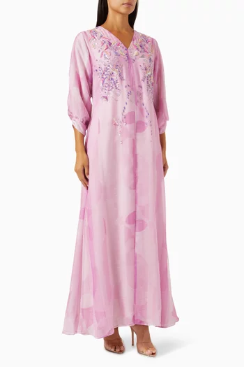 Embroidered Jalabiya in Linen