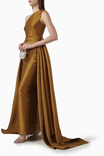 Charo One-shoulder Gown in Twill
